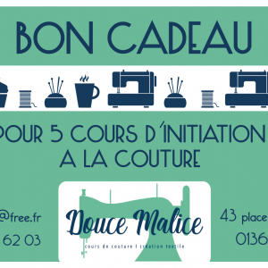 Bon cadeau pour 5 cours d'initiation à la couture